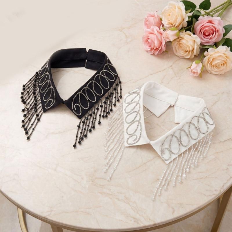 Elegant Beadwork Fringe Detachable Collar Fashion Accessory For Women And Girls Stylish Neckpiece Decorative Neckwear