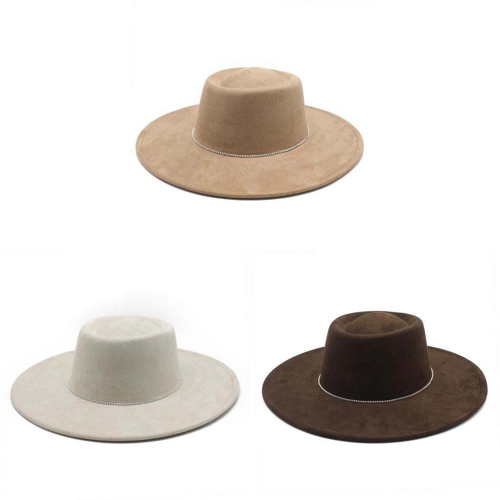 British Style Wool Felt Hat With Large Brim And Vintage Design For Women