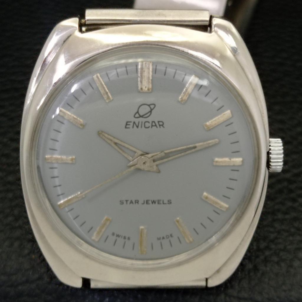 USED AUTOMATIC ENICAR SWISS MENS GREY COLOR DIAL WATCH A431426-2 R107-a431426