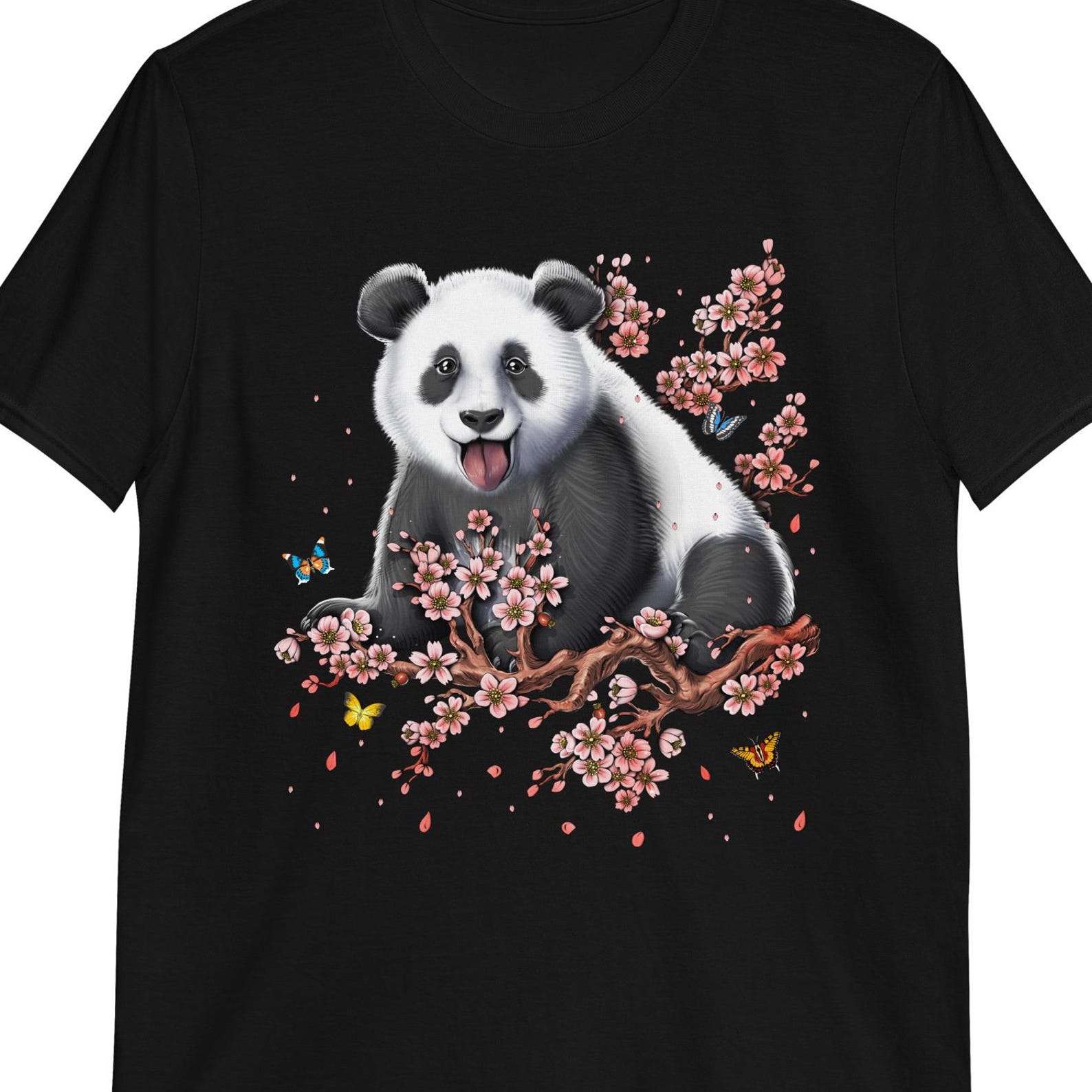 Panda Bear Cherry Blossom Flowers T-Shirt: Japanese Sakura Tree Tee 160