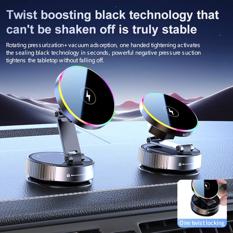 Magnetic Car Wireless Charger Phone Holder 360° Rotatable Phone Mount for Iphone Samsung Xiaomi Suction Cup Vacuum Foldable