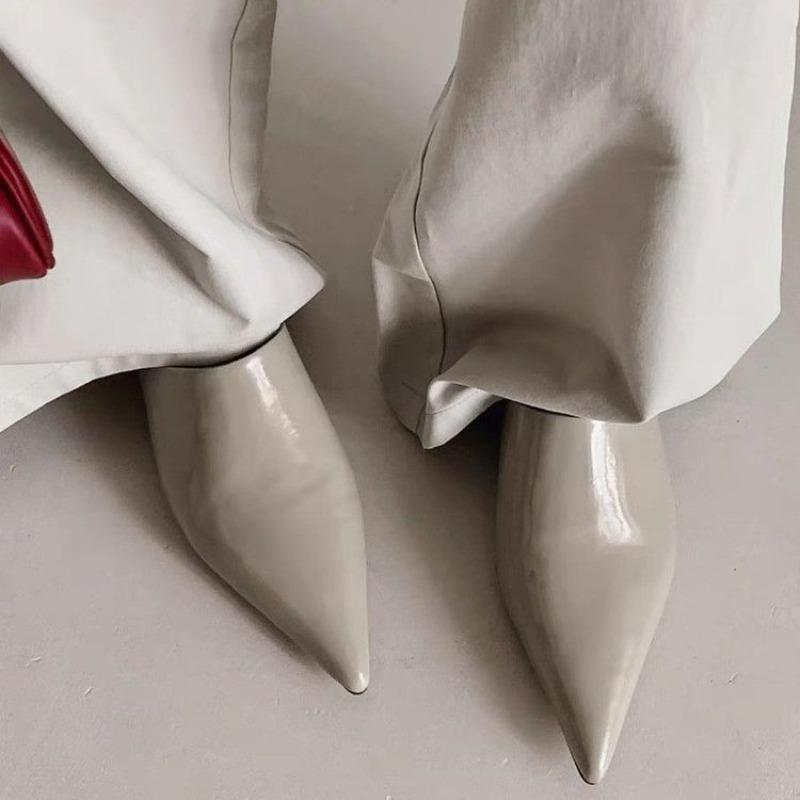 High-end Semi-slippers for Women Spring and Summer Retro Pointed Toe Deep Mouth One-foot Slip-on Baotou Slippers for Outer Wear