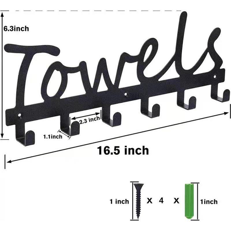 A33R-Towel Rack Towel Holder Over The Door Hooks For Bathroom For Hanging Heavy Duty, With 6 Hooks