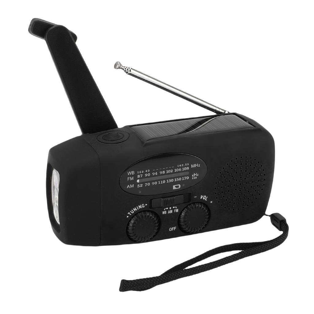 Solar Emergency Hand Crank Radio AM FM WB NOAA Portable Radio with Power Bank LED Light for Outdoor