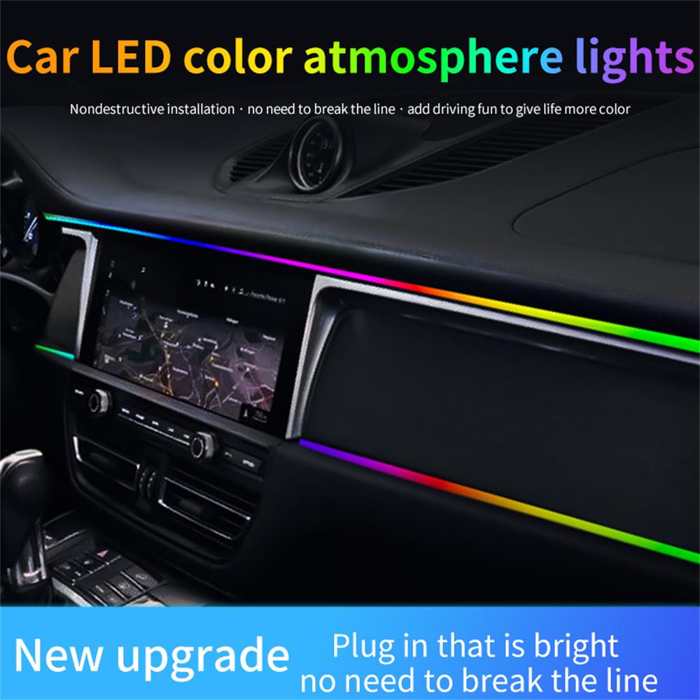 110cm/35cm 2 in 1 Car LED Colorful Atmosphere Lights USB Port Bluetooth Control