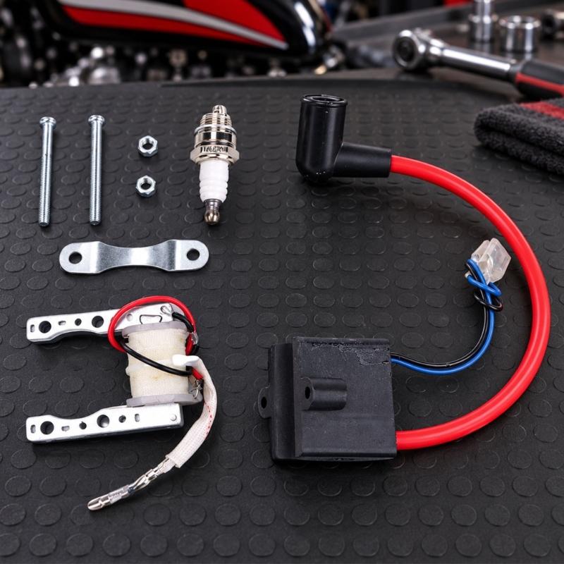 49Cc 60Cc 80Cc Motorcycle Ignition Coil Assembly with Wire Terminal Connections for Comparing the Existing Part Before Ignition Repair or Replacement