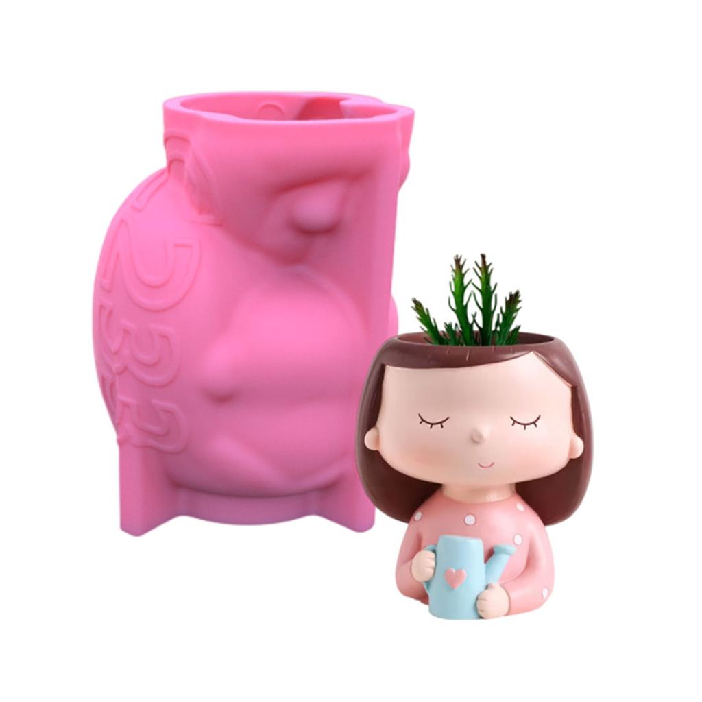 Face Flower Pot Silicone Mold Succulent Planter Concrete Mold Cute Concrete Cement Mold for DIY Pen Holder,Home Decors