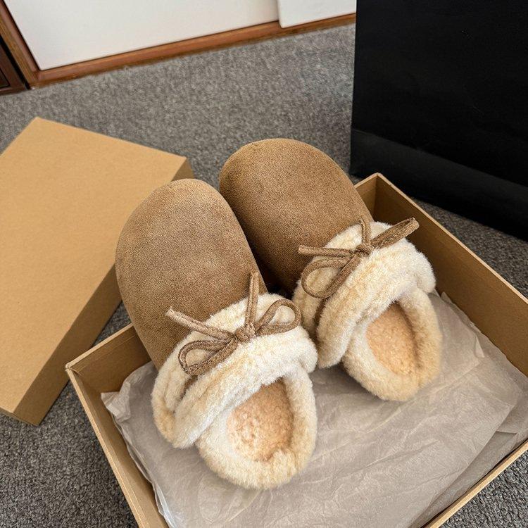 

Increase the height of the thick-soled bag head and half-drag the fluffy shoes, and wear the velvet Birkenstocks. New cotton slippers in autumn 35 хаки