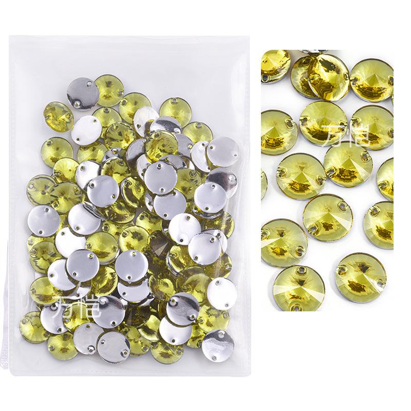 Resin Double Hole Flat Bottom Satellite Hand Seam Drill, Plated Bottom Tip Flat Buckle Diy Clothing Accessories Round Hand Seam Stone