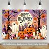 1 piece of 2D background fabric vibrant polyester background fabric decorated with Halloween-themed pumpkins.PMJ