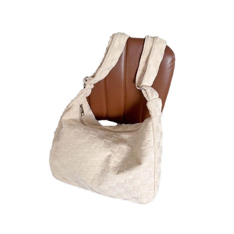 Fashionable All-Match Plaid Large Capacity Leisure Forest Style Shopping Bag Plaid Shoulder Messenger Bag