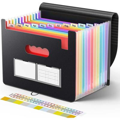 Organ Organizer, 12 Pocket Expandable File Folder, Portable Monthly Paper Bill Tax Receipt Organizer