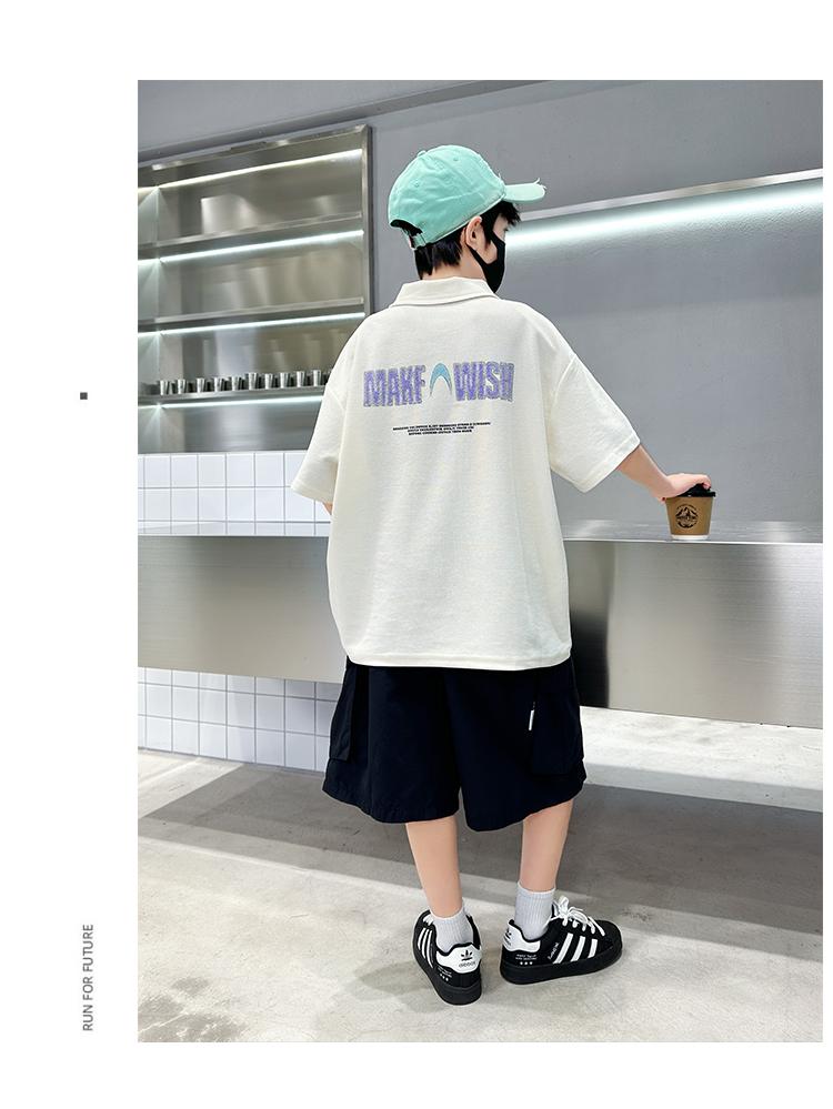 Boys' Summer Dress Set 2026 New Mid University Boys' Summer Polo Short Sleeve Children's Thin Two Piece Set