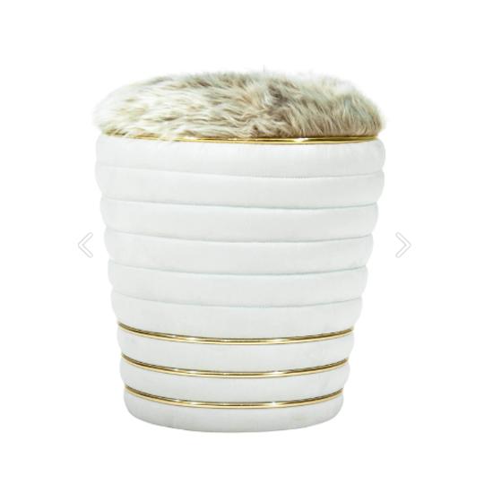 

Ricky Cream - Журнальный столик с золотым пуфом, средний