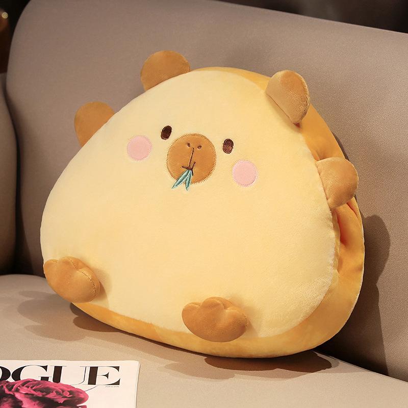 Cartoon Rice Ball Capybar Pillow Blanket Three-in-one Plush Doll Girl Nap Pillow Rest Pillow Warms Hands
