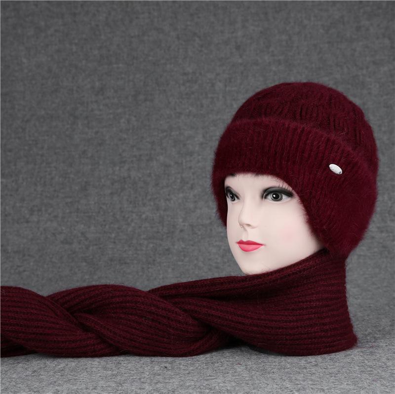 Women's winter hats for the elderly with thick fleece and warm ear protection rabbit wool hats for cold-proof cotton hats