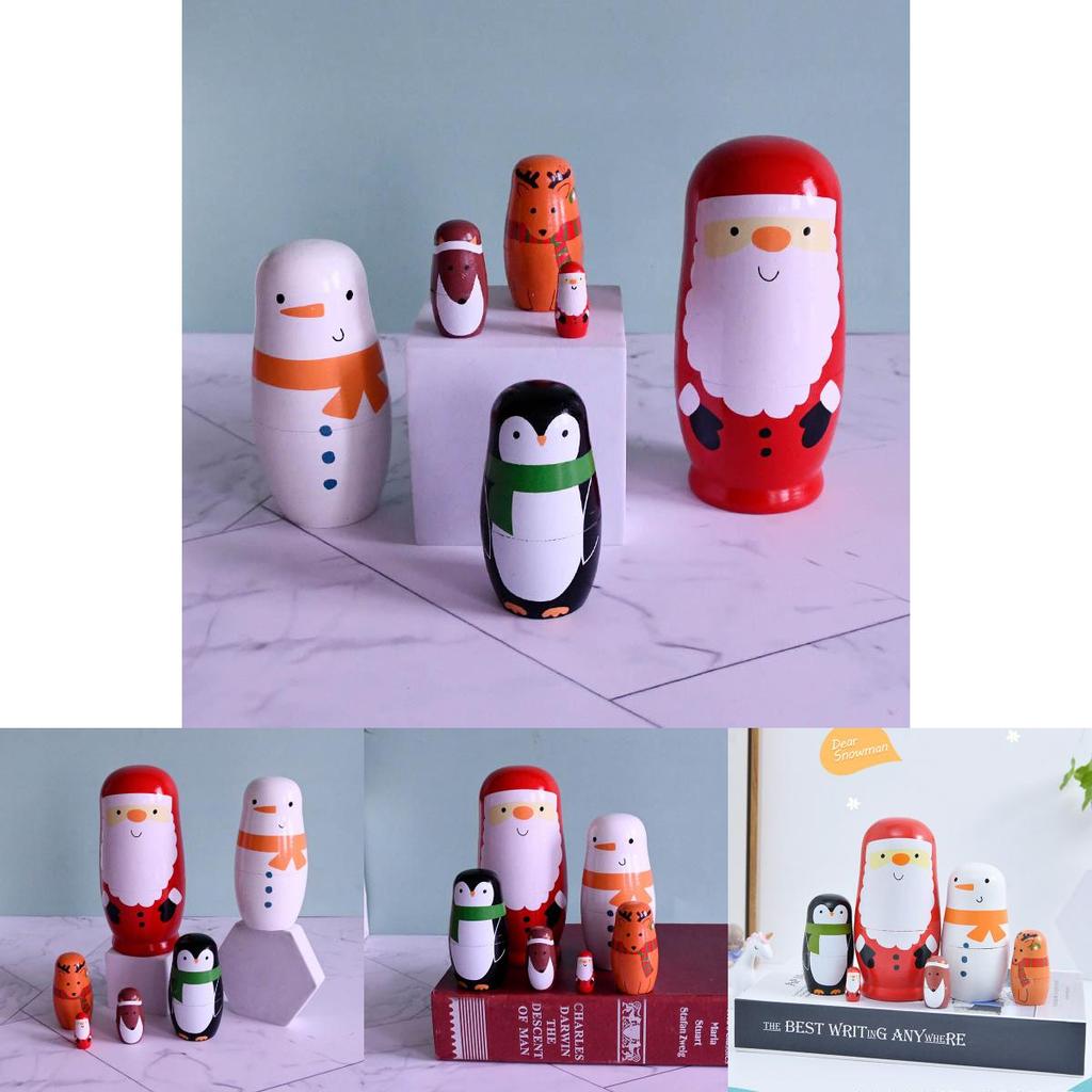 Charming Wooden Santa Claus Nesting Doll Set 6 Layers Of Festive Home Decor And Gifts For The Holidays