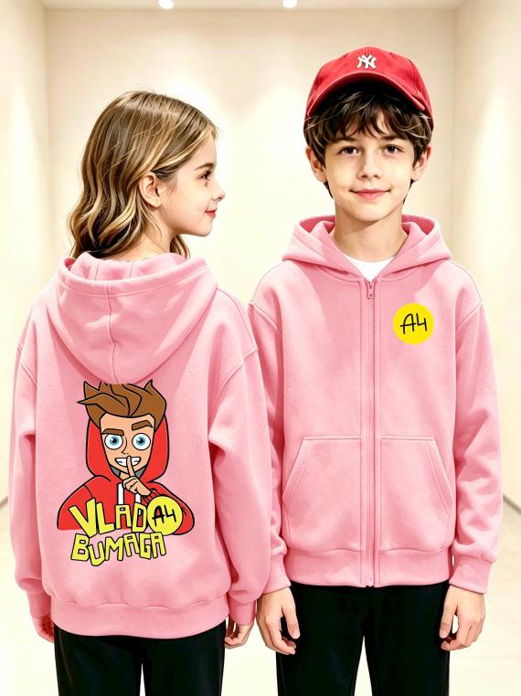 Unisex Children's Double-sided Cartoon Hoodie with Rubik's Cube Print (Spring/Autumn)