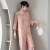 New Chinese national style suit cationic jacquard ice silk pajamas women's spring and summer silk satin pullover homewear