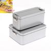 1Pc Rectangular Tinplate Food Grade Storage Box with Buckle Lid Metal Cake Packaging Candy Box for Business Gifting