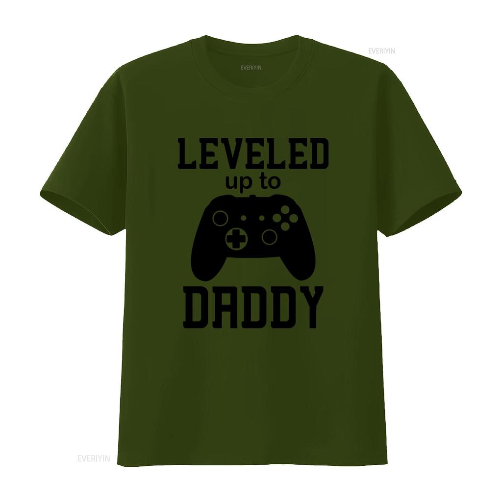 New Dad T Shirt Leveled Up to Daddy Gamer Controller Design for First Fathers Day vintage Washed graphic Soft
