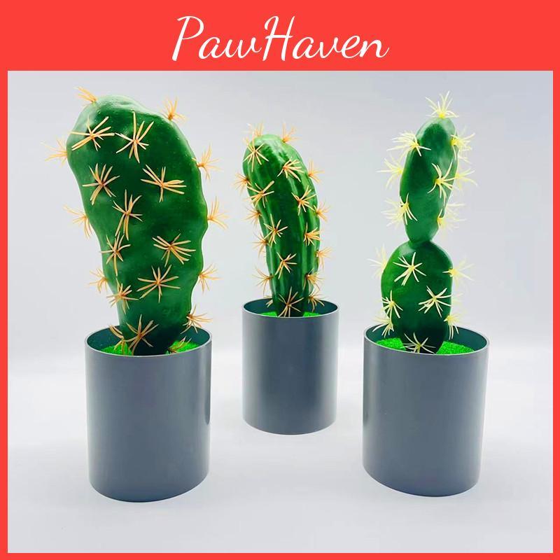 Artificial Cactus Plant Decor With Realistic Plastic Flowers For Home Office Lounge