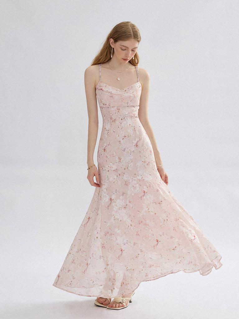 Sinseuden Cross Floral Long Dress