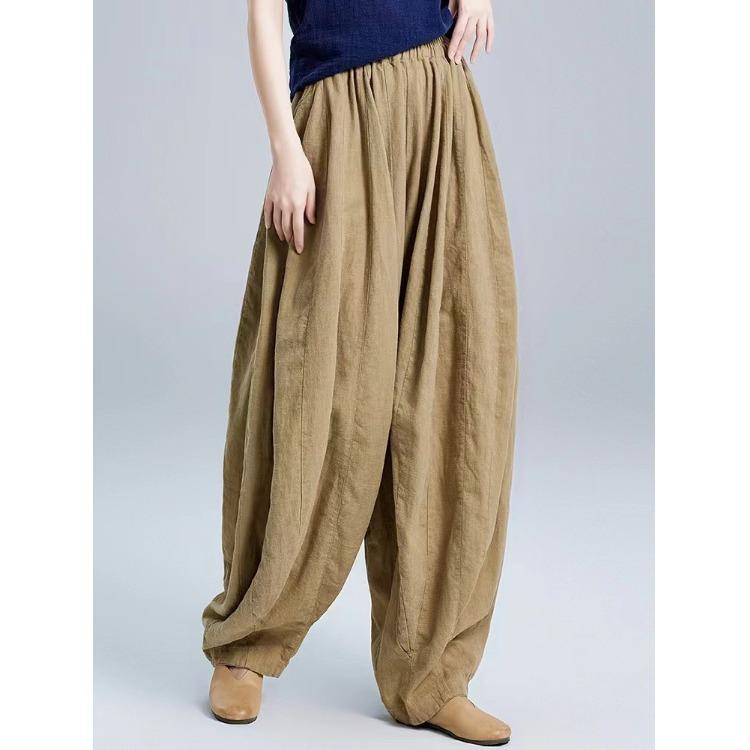 SuperAen Japan Style Literary Solid Color Simple Linen Long Pants Women's Spring New Loose Casual Oversize Pants