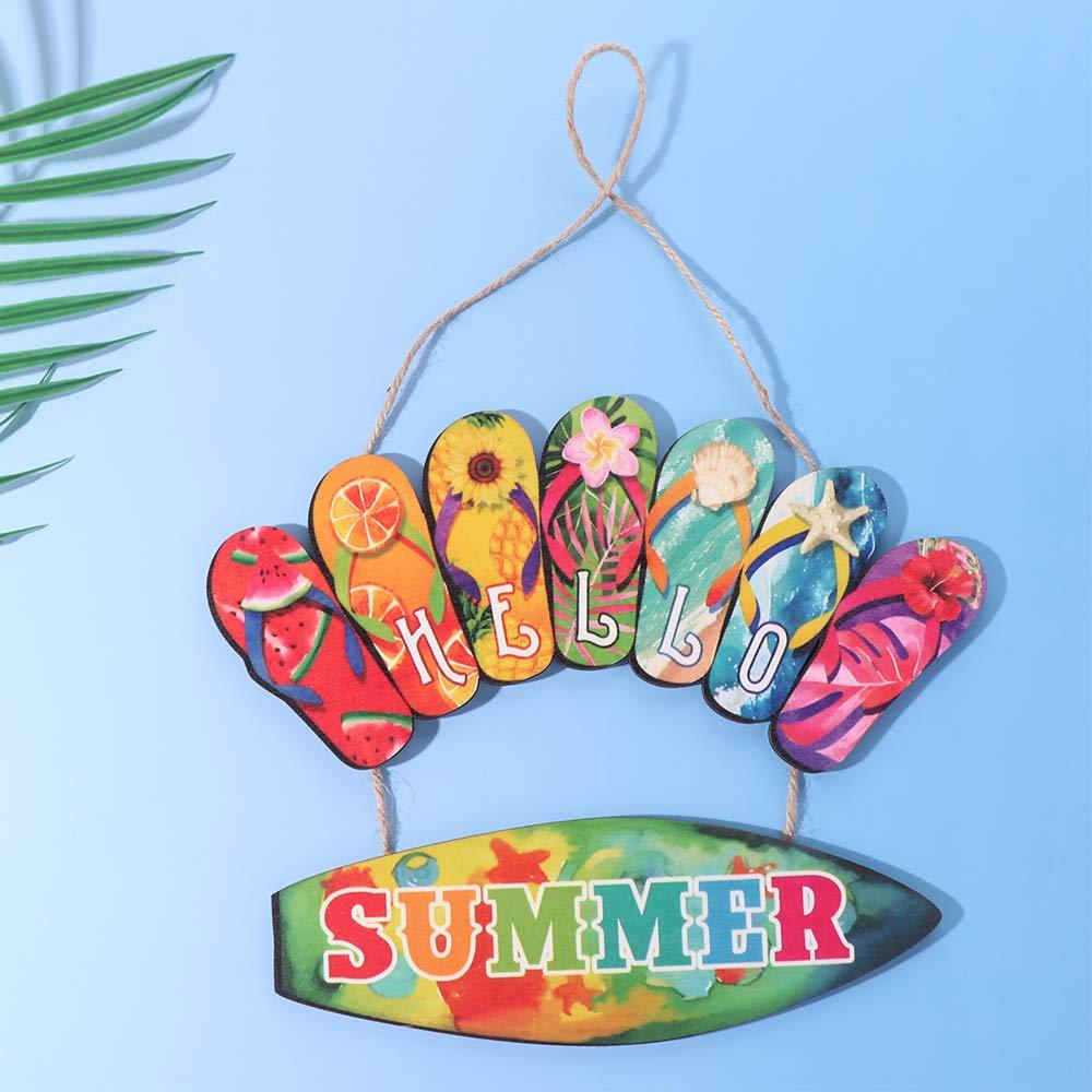 Beach Summer Slippers Hanging Signs Funny Wooden Slippers Decoration  Tropical Cafe Bar