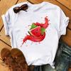 Women Hello Summer Watermelon Graphic T‑Shirt, Watercolor Fruit Letter Print O‑Neck Short Sleeve Casual Vacation Ladies Daily