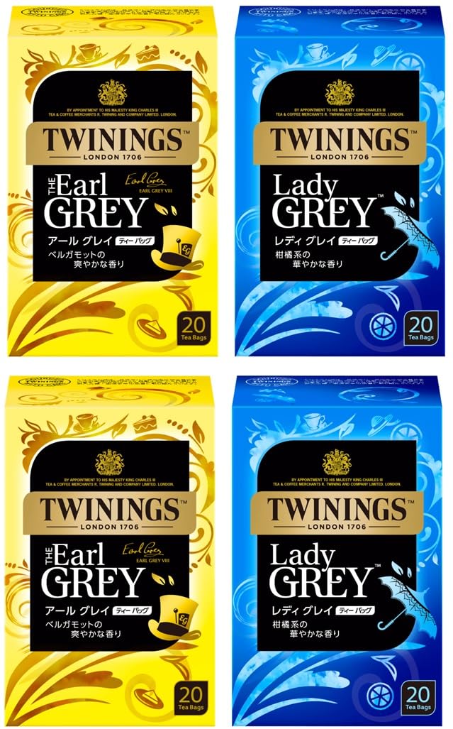 

Twinings Earl Grey x Lady Grey x 2 Ассорти Набор пакетиков 20 шт. 2, 20 шт. (80 всего) [Оптовая покупка]