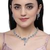 Rhodium-Plated American Diamond Studded Floral & Paisley Shaped Necklace With Earrings Jewellery Set For Girls and Women