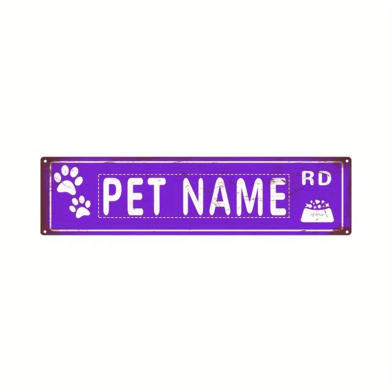 1pc Vintage Pet ID Sign Personalized Road Plate Metal Tin Decor фиолетовый