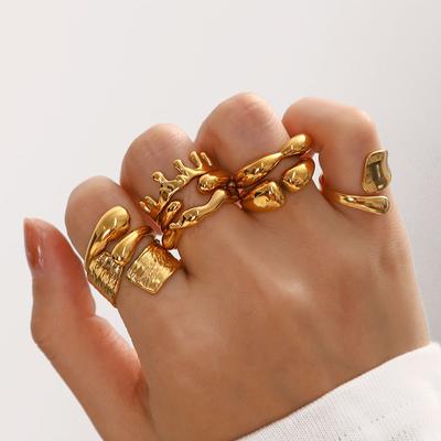 Irregular Geometric Line Ring Personality Hip Hop Opening Adjustable Finger Ring Couple Ring