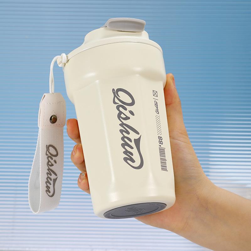 High value 316 stainless steel thermos cup octagonal coffee cup portable rope