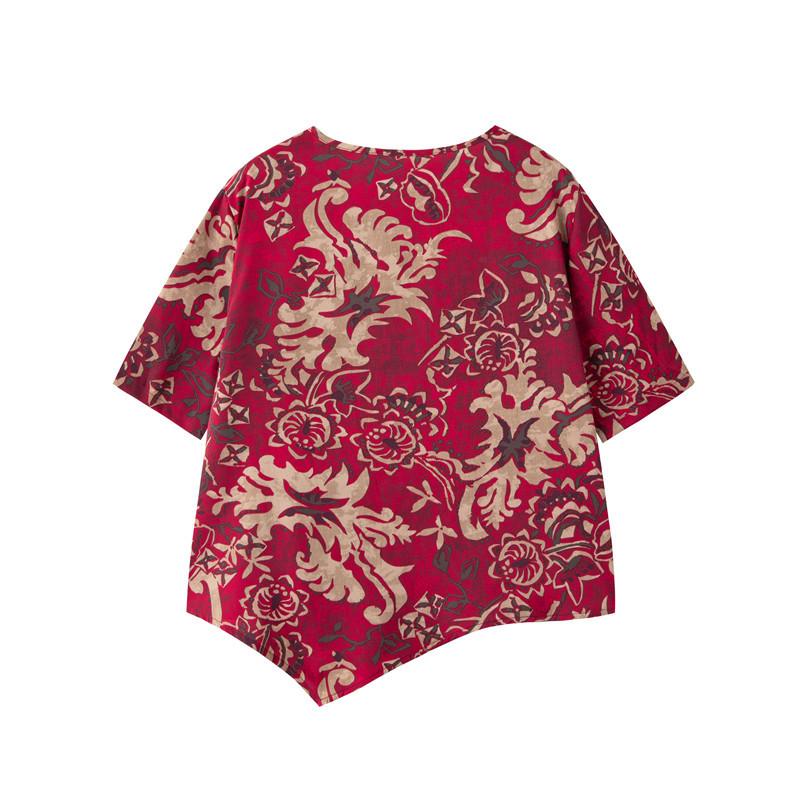 

Летний новый костюм средней длины, костюм средней длины, свободный повседневный топ с принтом, брюки с широкими штанинами, комплект из двух предметов M