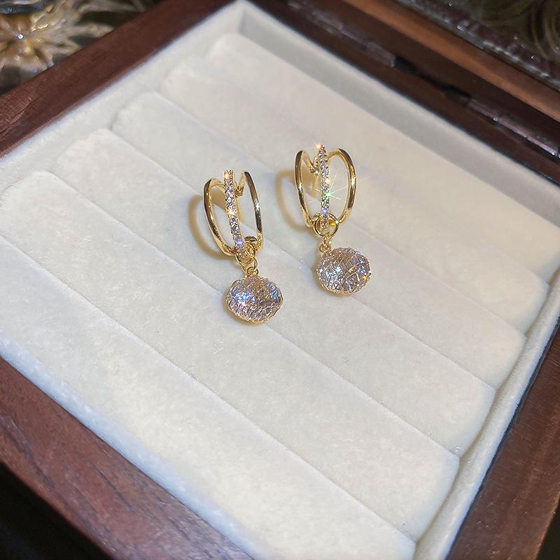 High-end wheat ear zircon ear buckle year-old niche fashion design earrings popular versatile temperament earrings