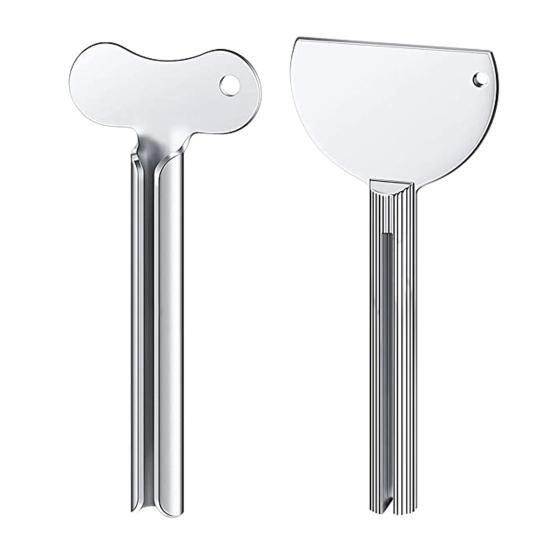 Toothpaste Squeezer Metal Tube Squeezer Stainless Steel Key Shape Manual Toothpaste Roller Portable Tube Wringer for Paint Hair Dye Cream Cosmetic