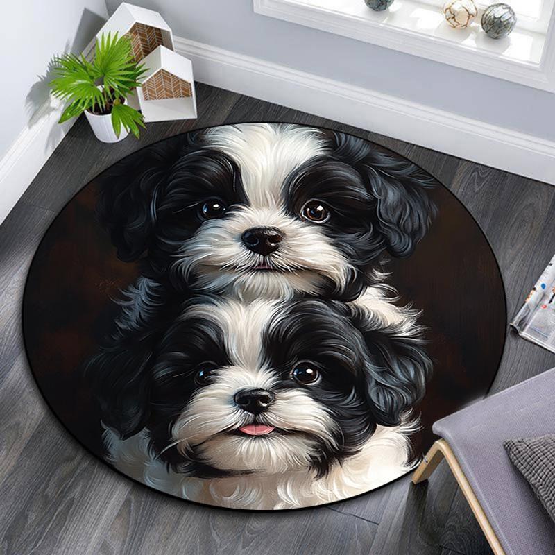 

Shih Tzu Round Area Rug,Carpet Rug for Living Room Bedroom Sofa Playroom Decor,Non-slip Floor Mat 80cmx80cm