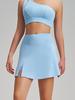 New Style Nude Feel One-Shoulder Yoga Set with High-Waisted Breathable Skirt for Tennis & Running