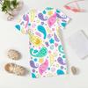 Girls Print Casual Dress Kids Loose Round Neck Short Sleeve Thin Sundress