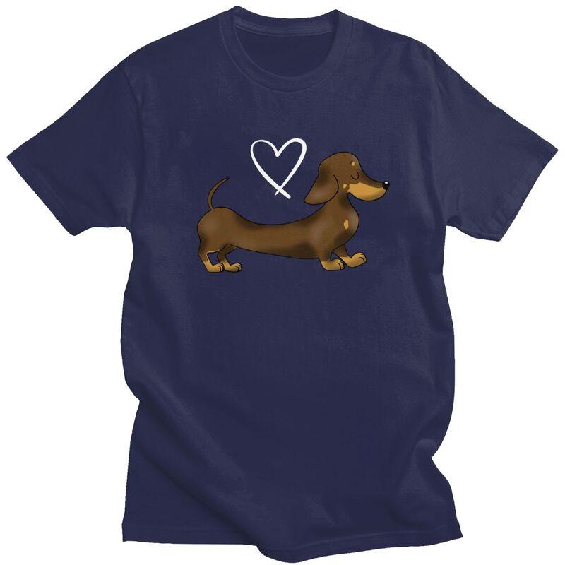 Custom Dachshund Love T Shirt for Men Tshirt Leisure Tees Short Sleeves Wiener Badger Sausage Dog Tshirts Slim Fit Clothing