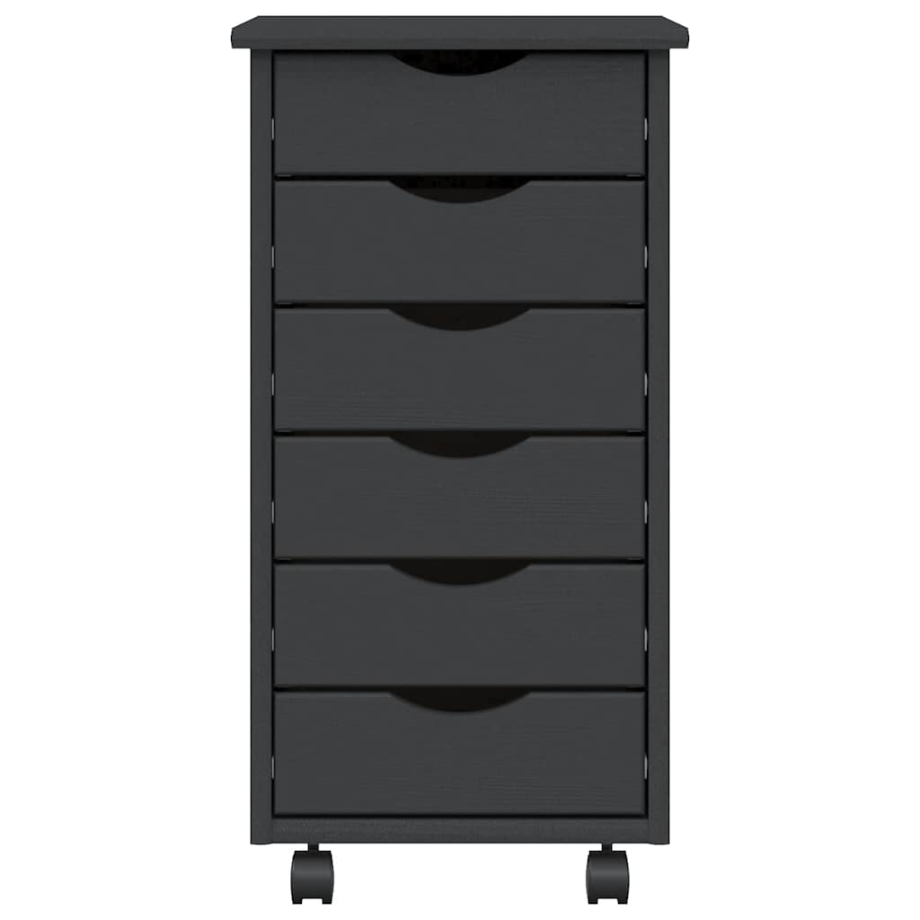 MOSS Mobile Drawer Cabinet in Grey Solid Pine Wood