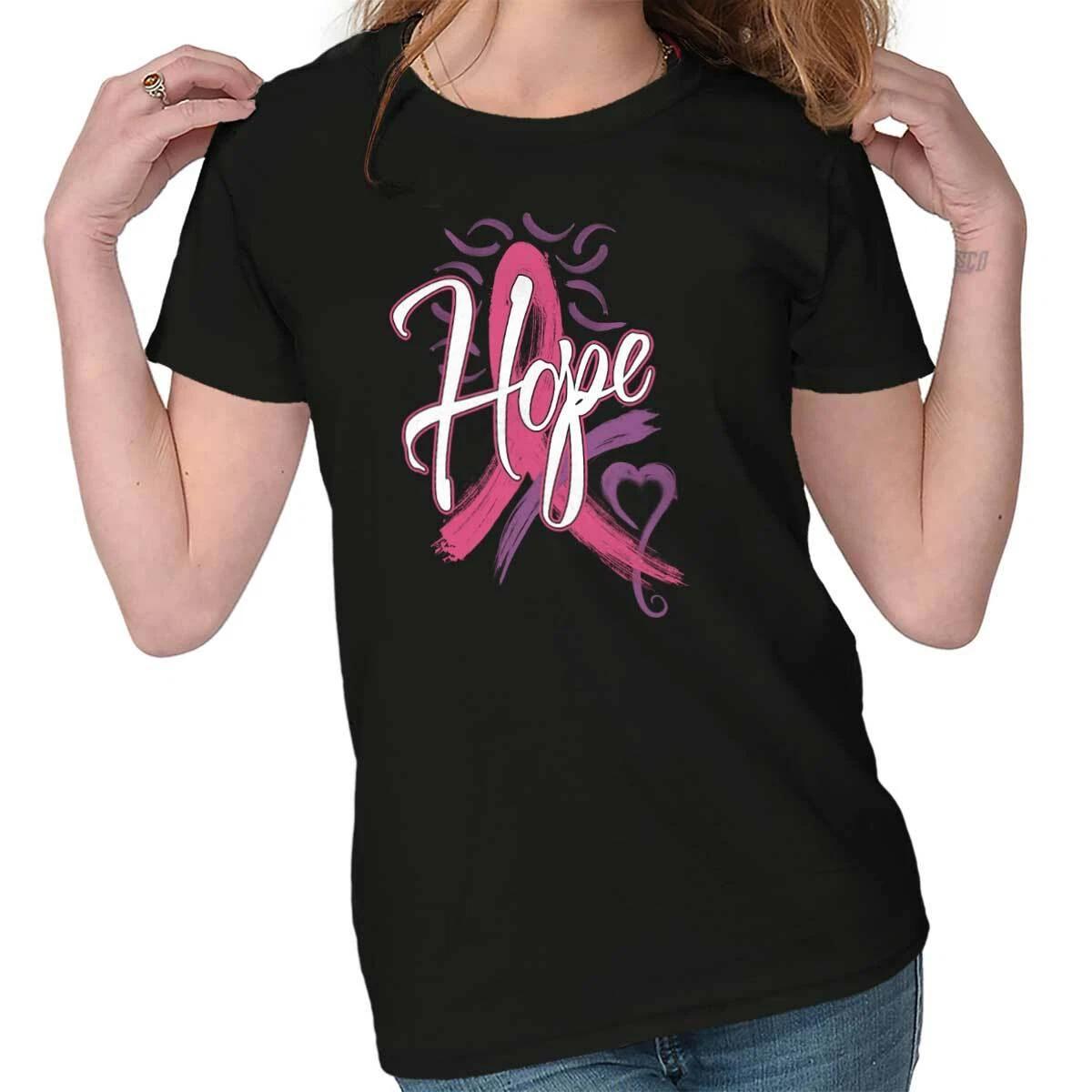 Breast Cancer Hope Pink Awareness Cute Gift Womens Top Junior Graphic Tee S