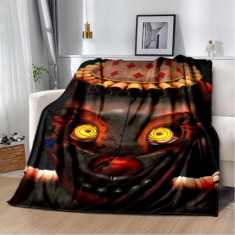 Horror Game F-FNAF Freddy Movie Flannel Blanket Soft Warm Throw Blanket for Bedroom Living Room Bed Travel Camping Picnic Gift