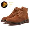 Fashion Brown Suede Boots for Men Classic Leisure Cowboy Boots Men Fur Warm Mens Leather Ankle Boots Plus Size 48 bota masculina