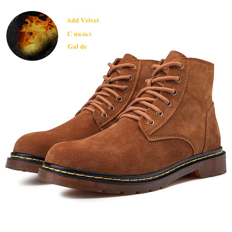 Fashion Brown Suede Boots for Men Classic Leisure Cowboy Boots Men Fur Warm Mens Leather Ankle Boots Plus Size 48 Bota Masculina