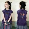 Korean Style Trendy Girls' Sleeveless Pure Cotton Vest Top - Summer New Arrivals for Medium & Large Children