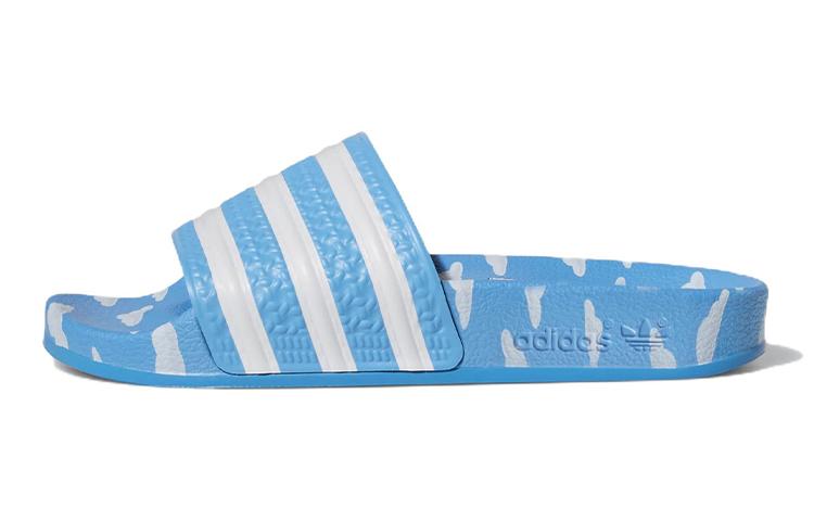 adidas Originals ADILETTE J Comfortable Abrasion Resistant Abrasion Resistant Kids' Slippers White Blue Teenagers GZ3690