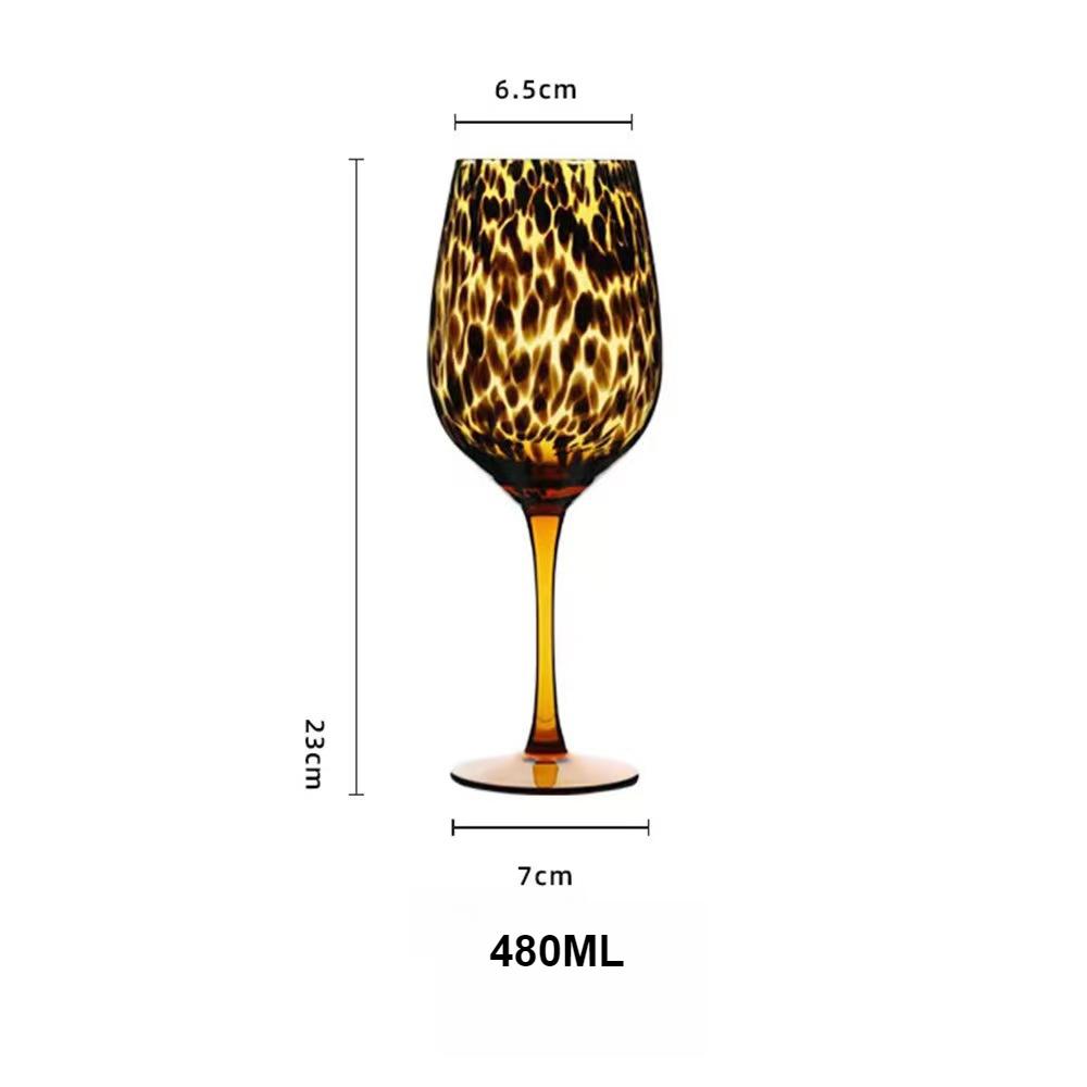 Vintage Leopard Kelch Kristallglas Weinglas Tasse Runder Bauch Antike Gläser Cocktail Whiskey Gläser Barzubehör Trinkgläser Tassen